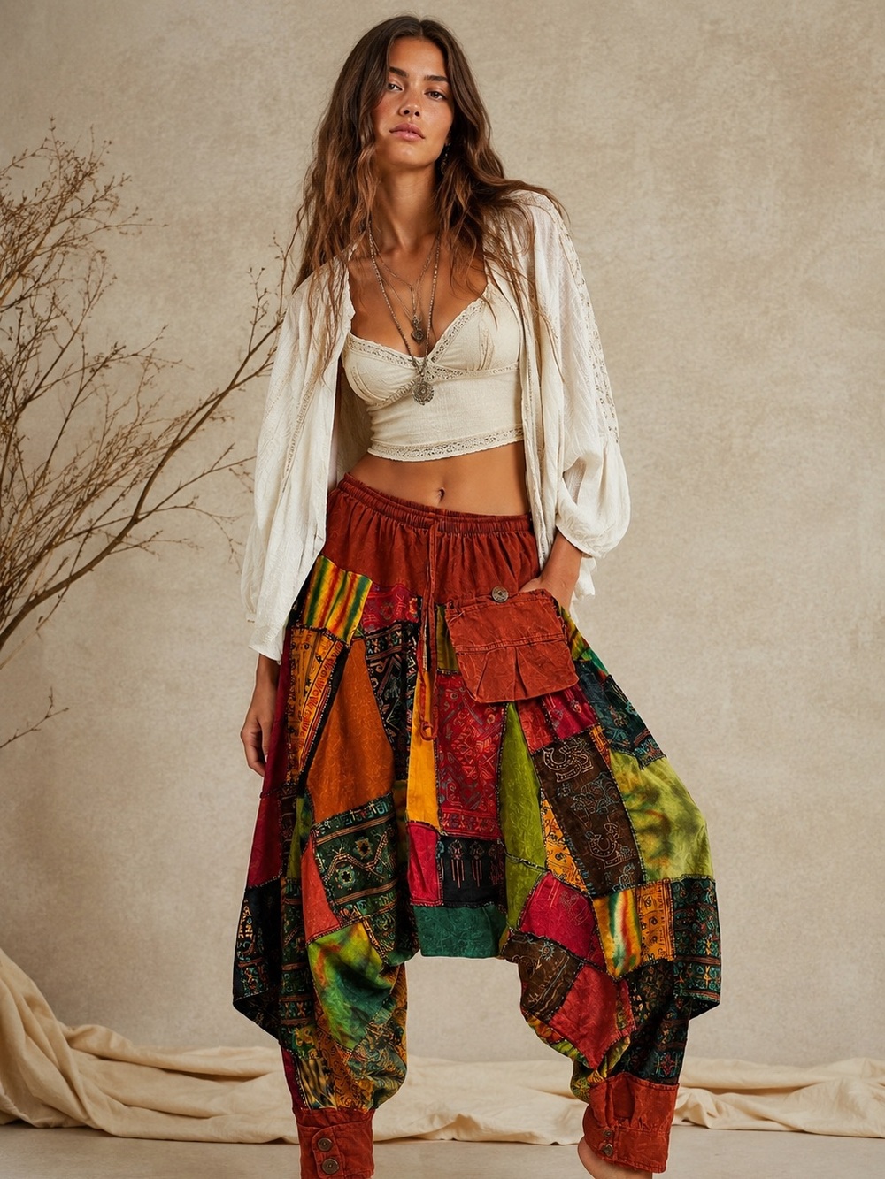 66🌟 Handmade Patchwork Boho Harem Pants | Festival Hippie Gypsy | One Size